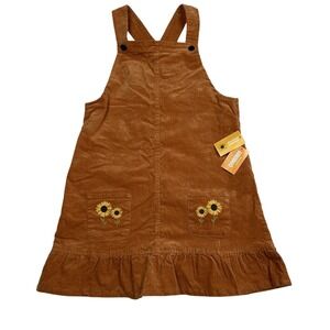 Gymboree Girls Corduroy Jumper Dress Size 12 Autumn Harvest Sunflower Pockets‎
